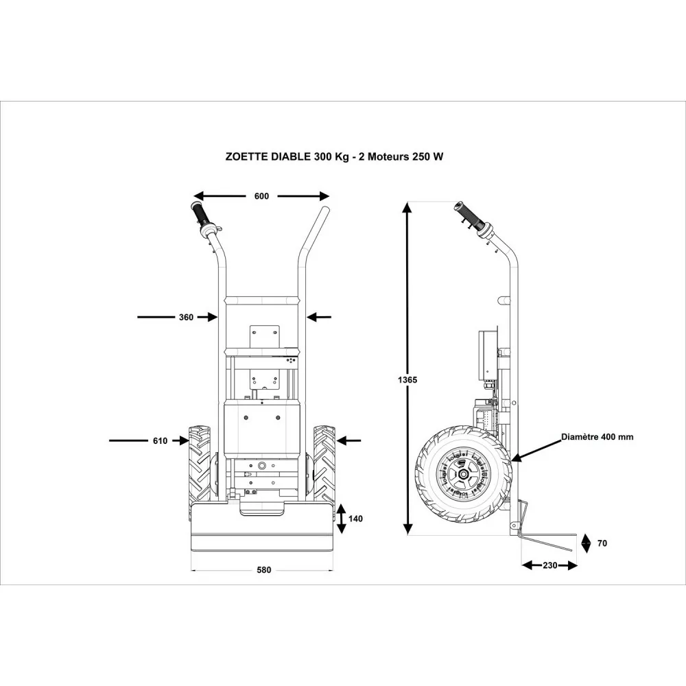 Diable électrique 2 x 250w